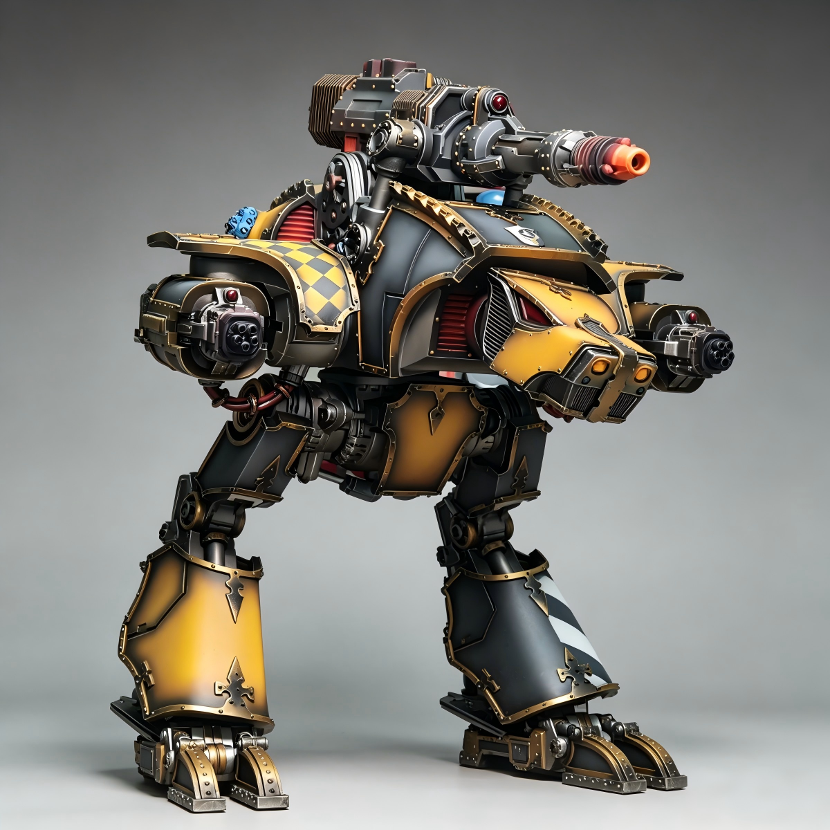 Warhound Scout Titan - (10inches) Custom Hand-Painted Mecha (Yellow & Charcoal Black Heraldry) - Image 4