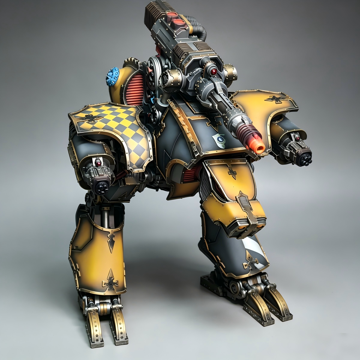 Warhound Scout Titan - (10inches) Custom Hand-Painted Mecha (Yellow & Charcoal Black Heraldry) - Image 5